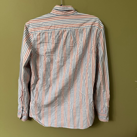 J Crew Slim Fit Flex Oxford Button Down Shirt Mens Size S Red Blue Stripe - Picture 5 of 9